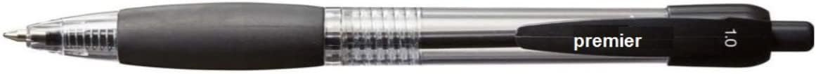 Premier Stationery Retractable Ballpoint Pen, Medium Point, Ergonomic Grip, Black Ink, Pack of 12- Ideal for Office Supplies and Everyday Use. Ball Point Pen for Back to School or Office
