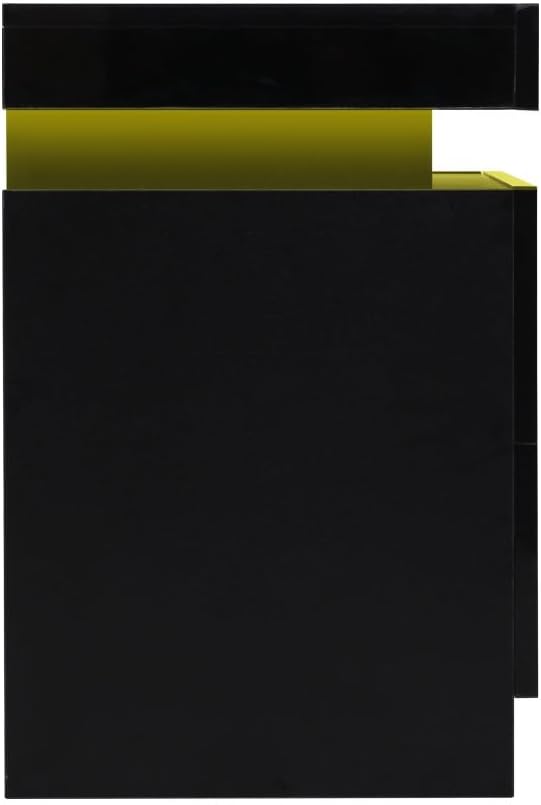 Artiss Bedside Table RGB LED Black High Gloss with 2 Drawers and Lift Up Storage Nightstand, Bedroom Furniture, Bed End Side Cabinet Narrow Space Organiser Unit Living Room Home