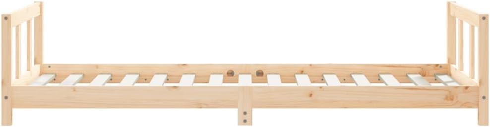 vidaXL Solid Pinewood Bed Frame for Kids - Timeless Design, Low-to-The-Ground, Sturdy Slats - Brown Natural - 90x190 cm Compatible