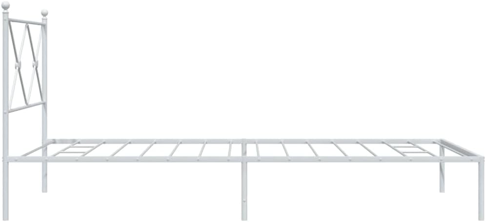 vidaXL White Metal Bed Frame-King Single Size with Headboard-Steel Bed Base-Metal Slats & Legs-Extra Under-Bed Storage-Modern Bedroom Furniture