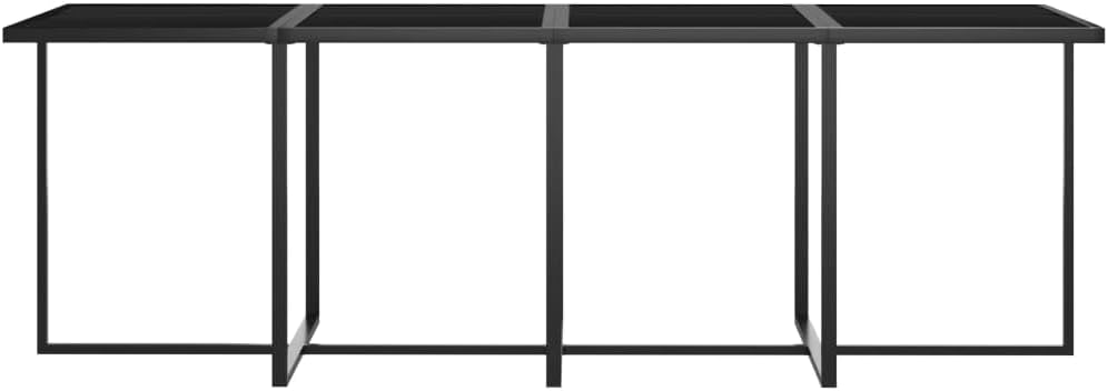 vidaXL 9 Piece Modern Outdoor Dining Set, Poly Rattan Construction with Cushions and Tempered Glass Table Top, Garden/Patio Furniture - Grey