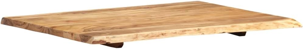 vidaXL Acacia Wood Table Top - 80x60cm Rectangular Kitchen Tabletop, Coffee Table Desk Top, Brown, Wooden, Live Edge Finish
