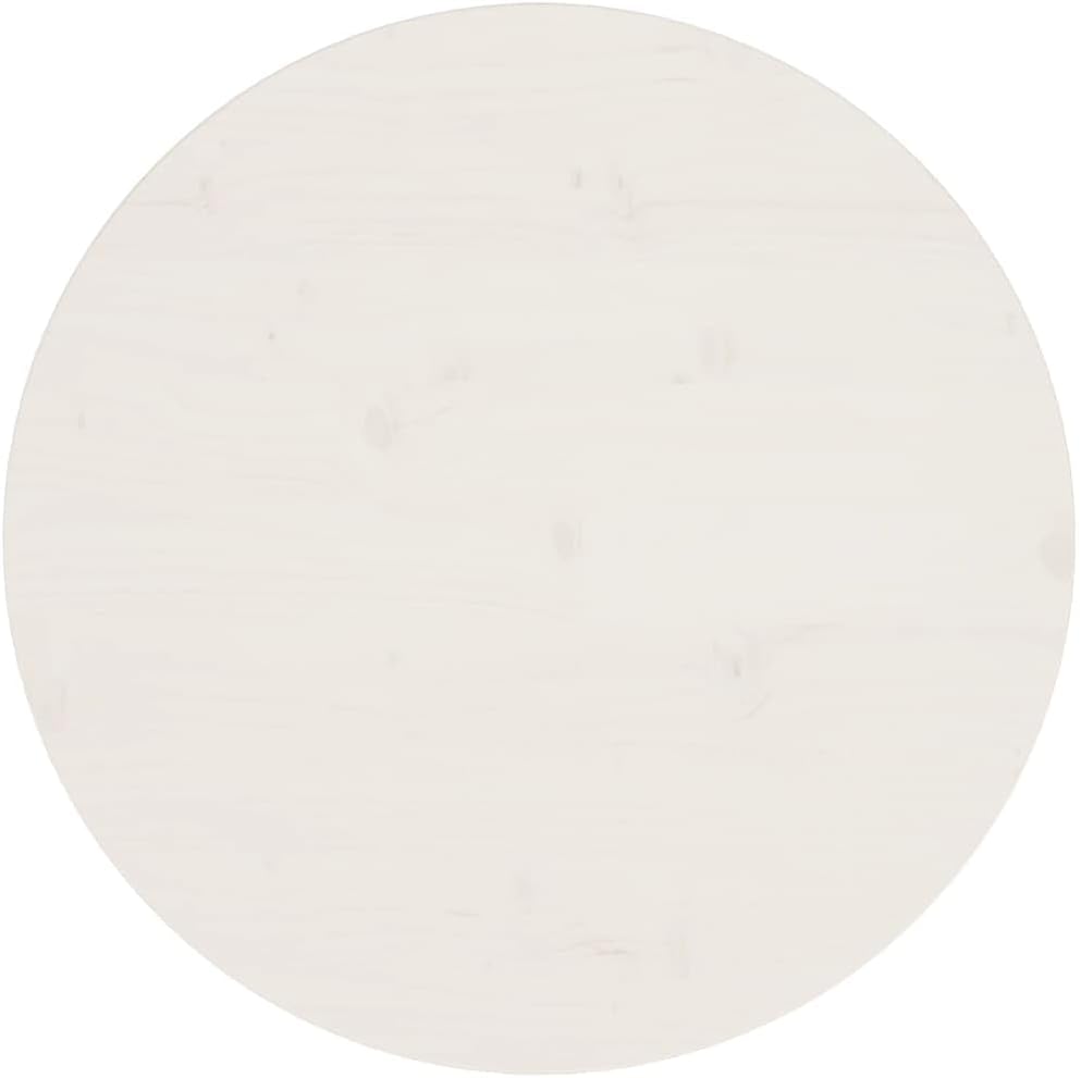 'vidaXL Solid Pinewood Round Table Top - White, Perfect for Dining Room, Kitchen Table; Durable & Easy to Clean (60x2.5 cm)