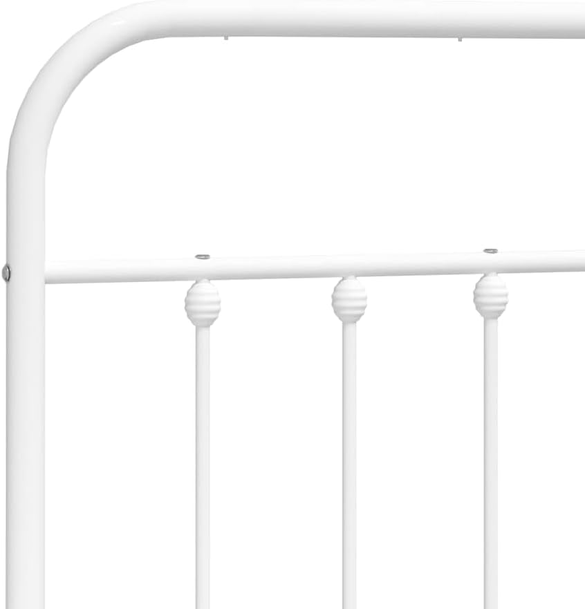 Lechnical Bed Frame with Headboard and Footboard Metal White 180 x 200 cm, Furniture, Beds and Accessories, Beds and Frames for Beds