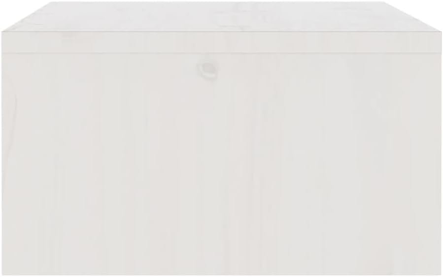 vidaXL Solid Pine Wood Monitor Stand - Sturdy Construction, White Finish,100 x 27 x 15 cm, Easy Assembly, Suitable for Workspace Organization and Ergonomics.