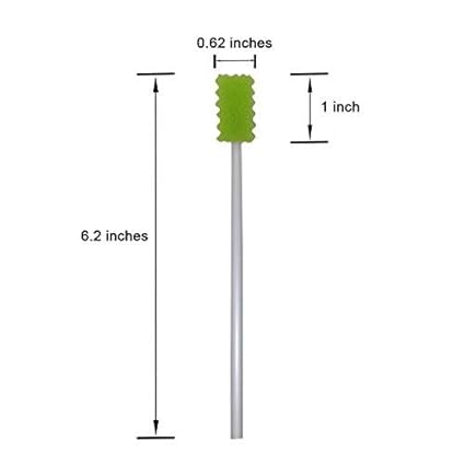 Treated Oral Swabs with Dentifrice- Flavored Dental Swabs Individually Wrapped Fruit Green Tooth Shape for Oral Cavity Cleaning Sponge Swab, Box of 100 Counts
