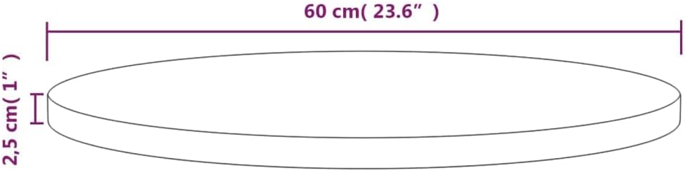'vidaXL Solid Pinewood Round Table Top - White, Perfect for Dining Room, Kitchen Table; Durable & Easy to Clean (60x2.5 cm)