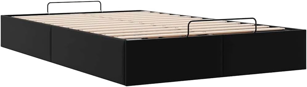 vidaxl King Single Ottoman Bed Frame - Black Faux Leather Storage Bed with Hydraulic Lift Mechanism