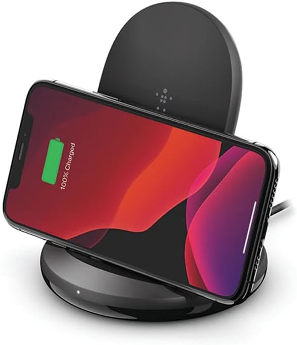 Belkin BoostCharge Fast Wireless Qi Charging Stand 15W, Black (WIB002AUBK)