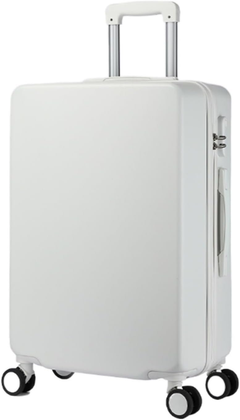 Luggage Portable Hard Shell Luggage Security Combination Lock Suitcases Quiet and Smooth Luggage Trolley Suitcase (Color : White, Size : 22inch)