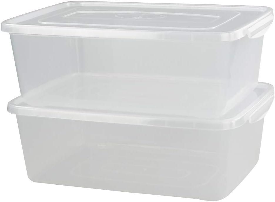 Anbers 16 Quart Clear Latching Storage Containers with Lid, Plastic Storage Box, 2 Packs
