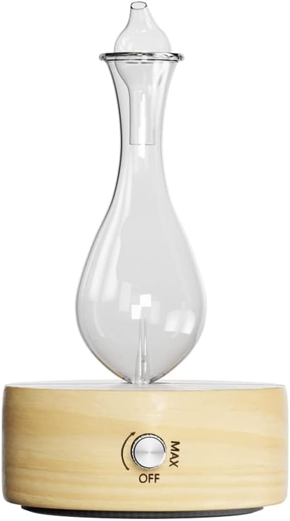 Devanti Aroma Diffuser, Electrical Air Purifier Essential Oils Car Freshener Vaporizer Aromatherapy Diffusers Refill Scent Booster Home Office Bedroom Humidifiers Steam, 7 Led Light Glass Beige