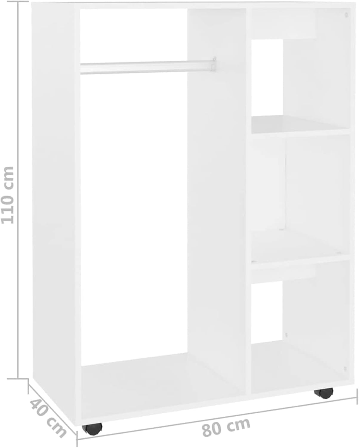 Susany White Wardrobe, Bedroom Wardrobe, Multi-Purpose Modern Furniture 80 x 40 x 110 cm in Particle Board