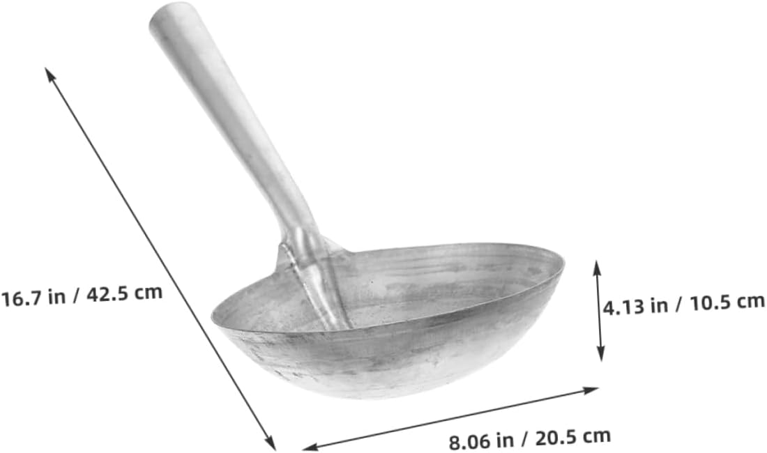 Abaodam Heavy Duty Iron Ladle for Feeding and Watering Reusable Soup Spoon with Ergonomic Handle Durable and Polished Surface for Farm and Garden Use
