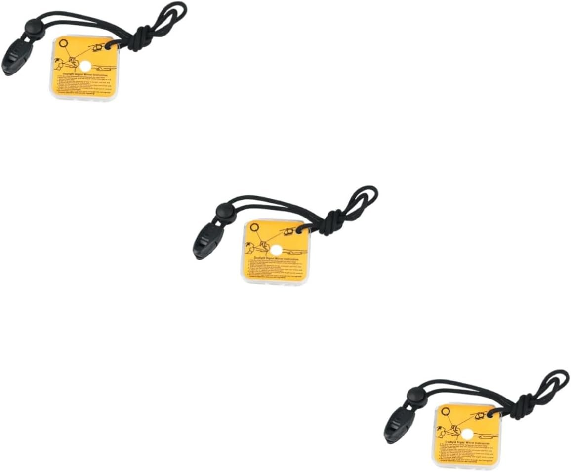 WOONEKY 3pcs Outdoor Retroreflector Mirror Emergency Communication Tool Signal Mirror 100km Range Manual Instructions Camping Hunting Essential