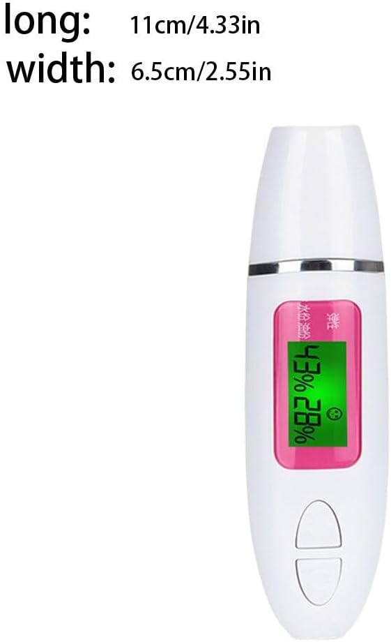 dijiusidy LCD Digital Skin Oil Moisture Tester Face Detector Portable Salon Spa Pocket Beauty Skincare Device for Women Girls, White