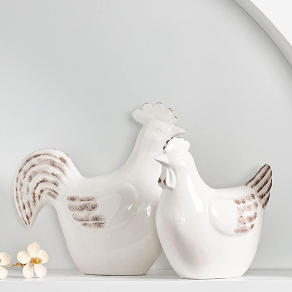 Oggettistica for la casa Decorazione for la casa Statua di statuetta di in ceramica Statua di pollo gallina Statua di animale da fattoria Scultura Figurine da collezione Decorazione della casa Arredam