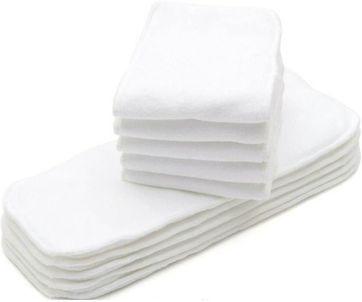 KaWaii Baby Super Absorbent Stay-Dry Microfiber Inserts for One Size Cloth Diapers, 3 Layered, 6-22 lbs Washable Reusable Soaker Pad - Pack of 10