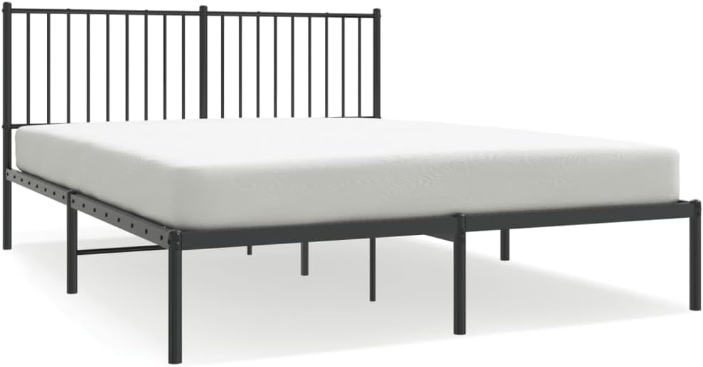 TALCUS Set di mobili - Struttura letto in metallo con testiera, 160 x 200 cm, colore: Nero