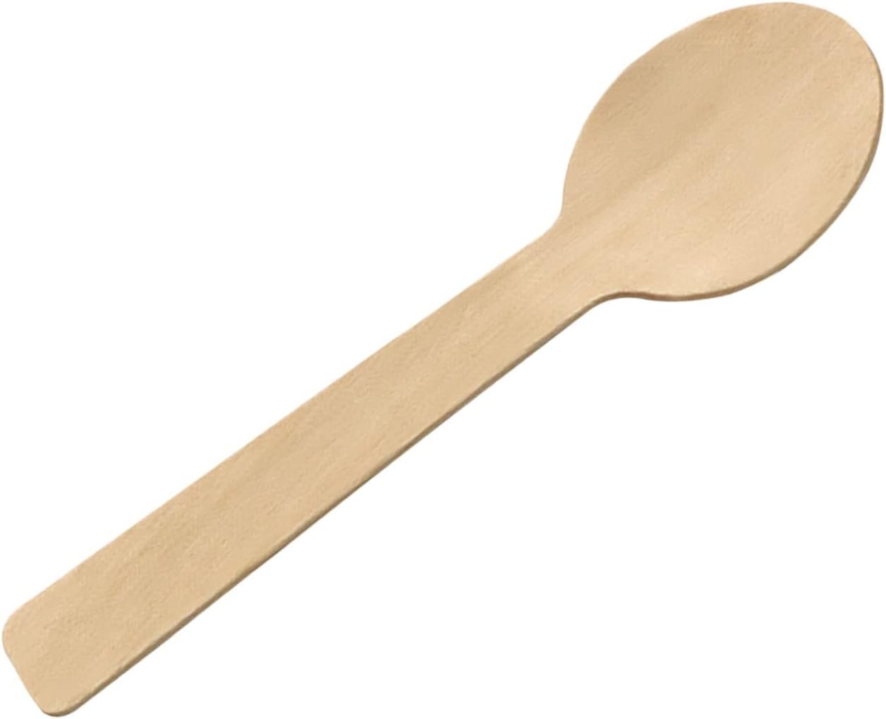 VQRTKS 100Pcs Disposable Wood Spoons Eco-Friendly Cutlery Wooden Spoons Mini Kitchen Ice Cream Dessert Tea Coffee Cake Spoons 10cm Flatware Cutlery Bupplies