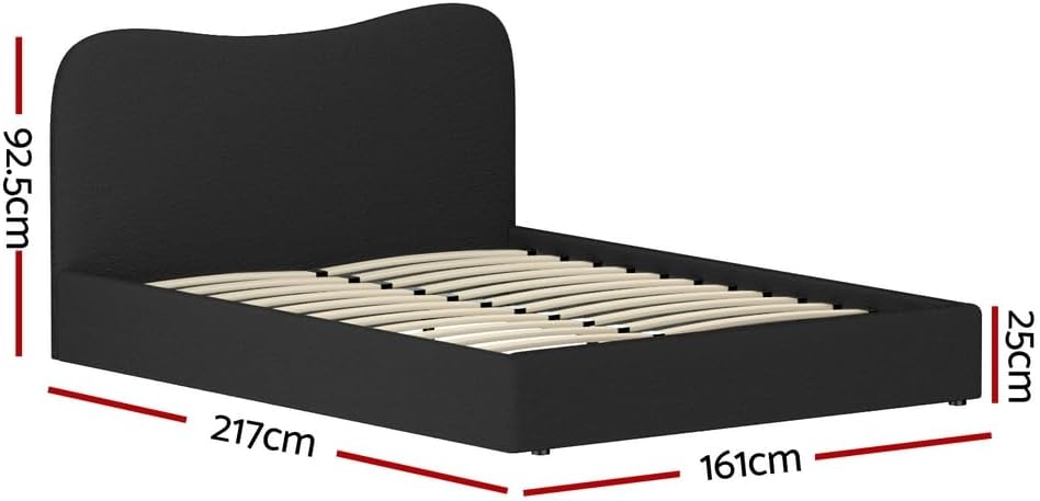 Artiss Bed Frame Queen Size Mattress Base Wooden Platform Boucle Black DARA