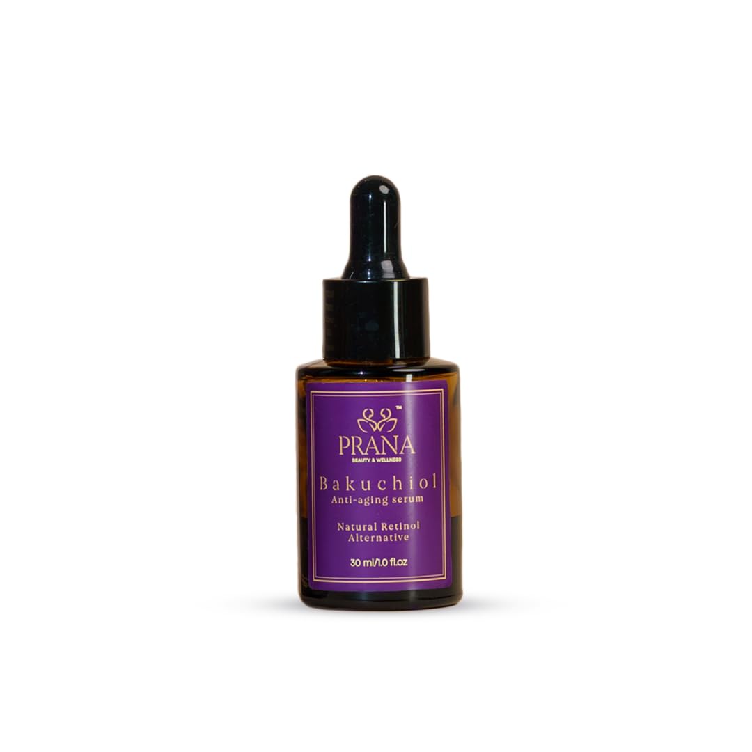Prana Bakuchiol Anti-Aging Serum- Facial Serum with Squalane & Jojoba for Hydration- Anti-Wrinkle Serum for Radiant Skin- Face Serums for Wrinkles & Fine Lines- Fragrance-Free Serums- 100% Vegan- 30ml