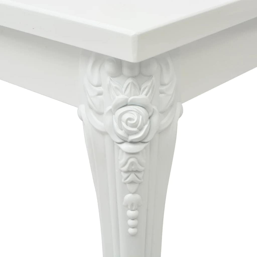 vidaXL Contemporary Glossy White Dining Table - Space-Saving Square Shape Lightweight Plastic Legs in Modern Style