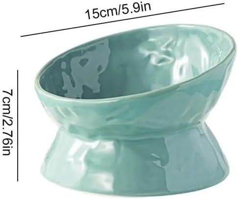 Ciotola per acqua inclinata in ceramica per gatti larghe ciotole per cibo e acqua per gatti forniture per irrigazione per gatti a faccia piatta (blu, 15 x 7 cm)
