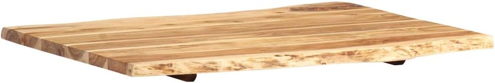 vidaXL Acacia Wood Table Top - 80x60cm Rectangular Kitchen Tabletop, Coffee Table Desk Top, Brown, Wooden, Live Edge Finish