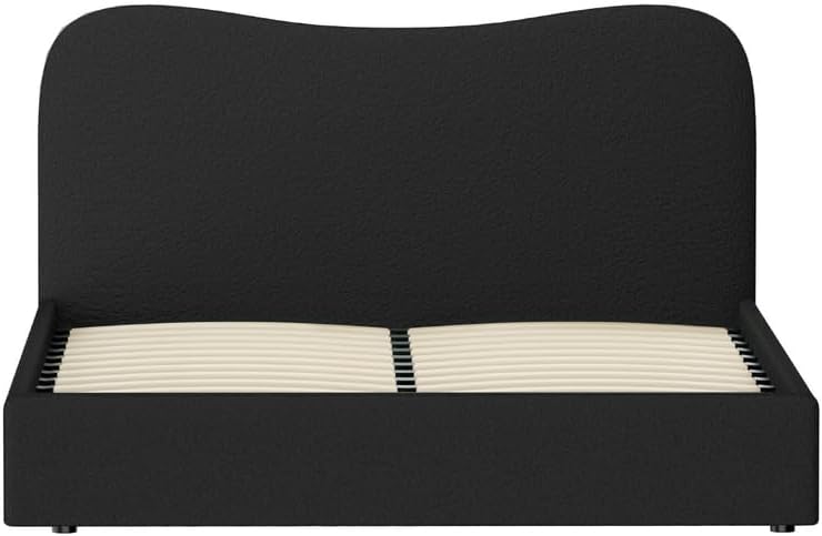Artiss Bed Frame Queen Size Mattress Base Wooden Platform Boucle Black DARA