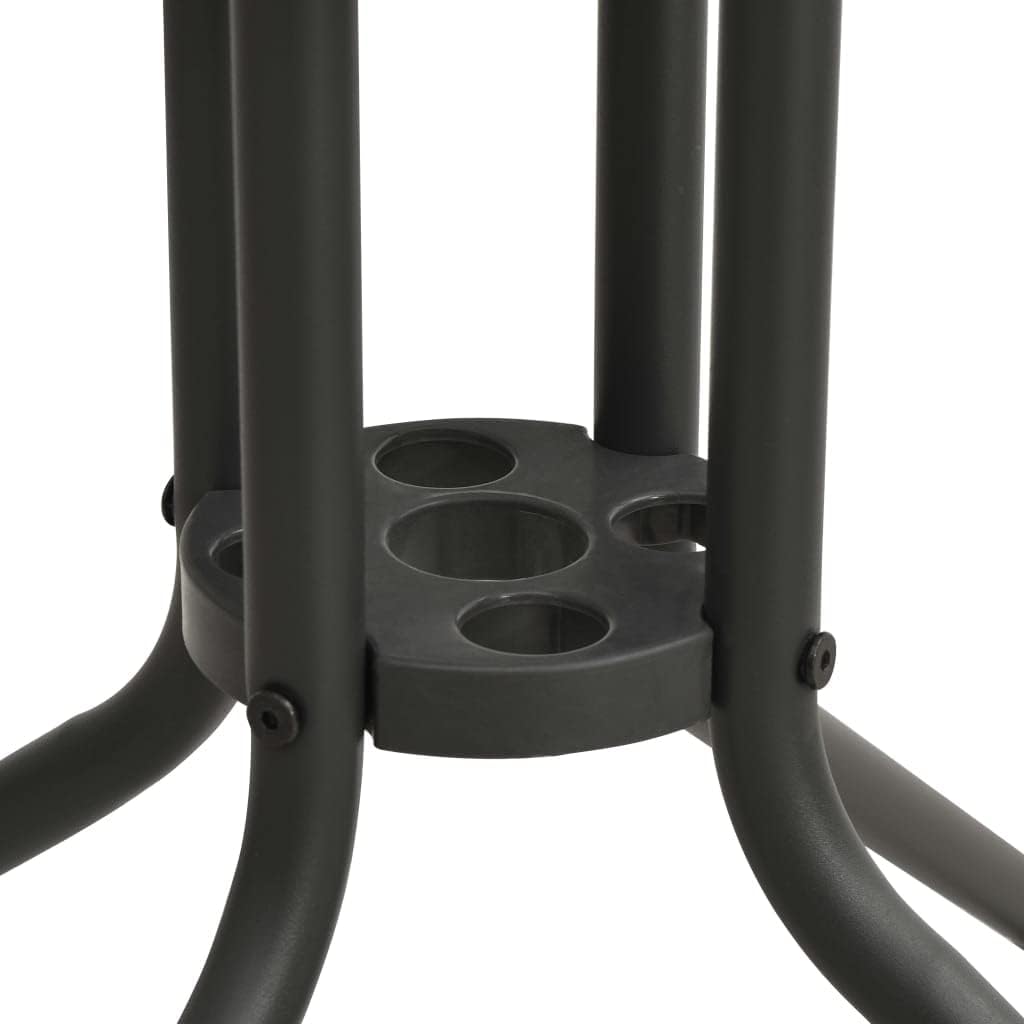'vidaXL Steel Bistro Table - Anthracite Coloured Round Patio Table with Tempered Glass Top for Outdoor and Indoor Use