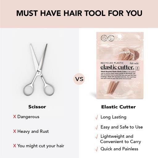 Kitsch Hair Tie Cutter - Easy To Use, Pain Free, No Damage Hair Accessories for Girls | Ponytail Cutter Tool for Kids & Toddlers | Elastic Ties Remover, 3pc Multicolor
