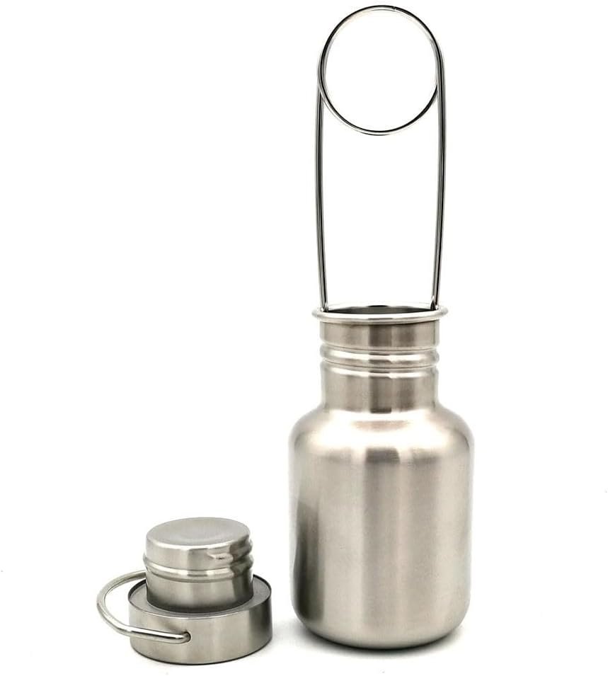 Stainless Steel Sports Water Bottle with Handle Drinkware Uninsulated Single Walled for Cyclists Runners Hikers Camping Kitchen(750ml)