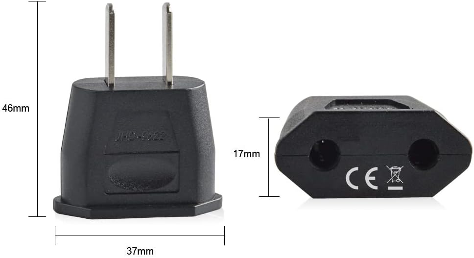 Aukru 3 x Universal Travel Adapter EU Plug to USA/American Canada China Japan Mexico Canada Black