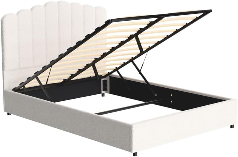 Artiss Bed Frame Double Size Mattress Base Wooden Platform Boucle White FION