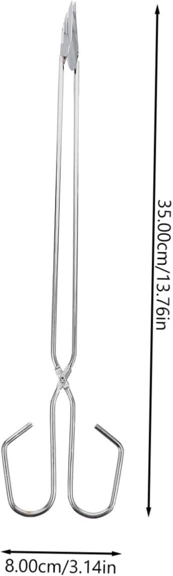 Toddmomy Chromium Plating BBQ Tongs 36cm Long Charcoal Poker for Outdoor Supply Cooking
