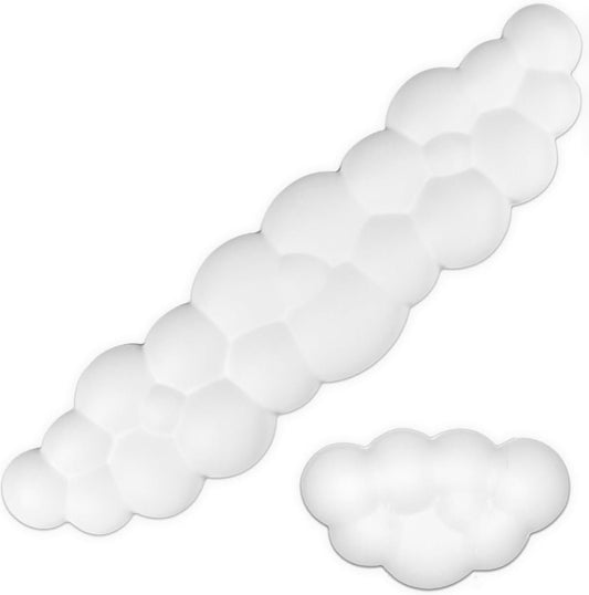 TEKXDD Keyboard mat Set - White Cloud - Keyboard Wrist Rest, Keyboard matCute Keyboard Rest for Wrist Support and Arm Rest, Desk Cloud Wrist Pad for PC/Gaming/Hand Cushion/Computer-White