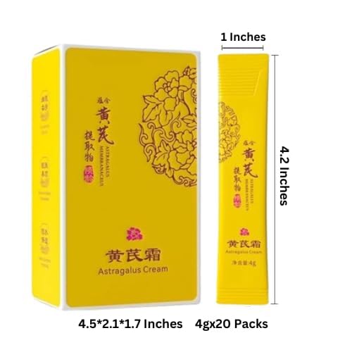 Natural Emollient Astragalus Face Cream (2 Boxes) Travel Size (4gx20 Packets) Anti-Aging Wrinkle Facial Moisturizing For Dry Rough Sensitive Dry All Skin.