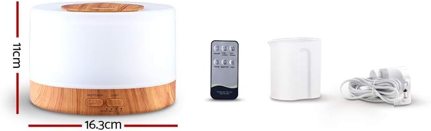 Devanti Aroma Diffuser, 500ml Wood Air Humidifier Purifier Essential Oils Car Airs Freshener Vaporizer Aromatherapy Diffusers Scent Booster Home Office Bedroom Humidifiers Steam, 7 LED Light