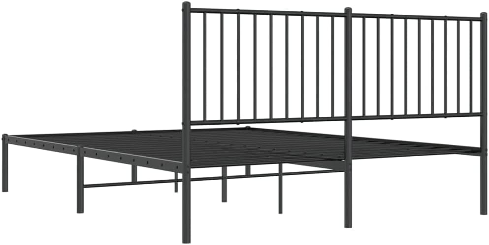 TALCUS Set di mobili - Struttura letto in metallo con testiera, 160 x 200 cm, colore: Nero