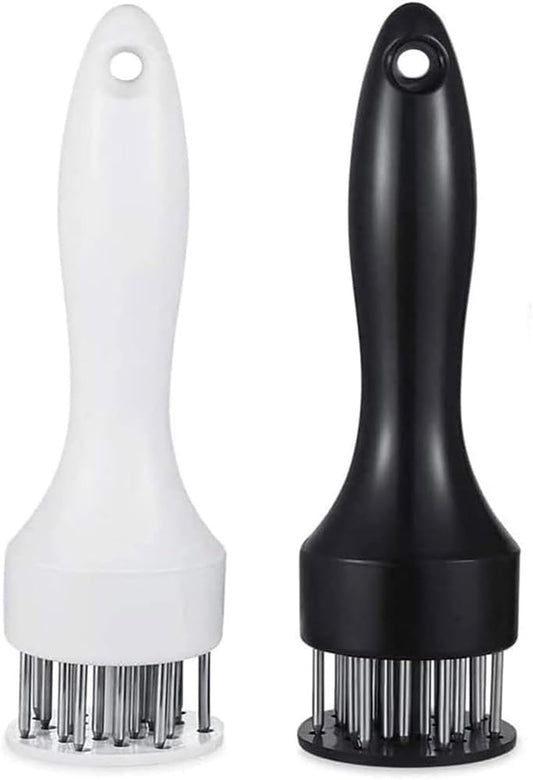 2 Pack Meat Tenderizer, Meat Tenderizers Tool with Automatic Rebound Safety Lock, 21 Stainless Steel Meat Tenderizer Needle Kitchen Gadgets, White and Black