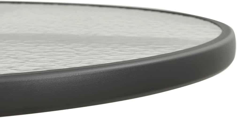 'vidaXL Steel Bistro Table - Anthracite Coloured Round Patio Table with Tempered Glass Top for Outdoor and Indoor Use