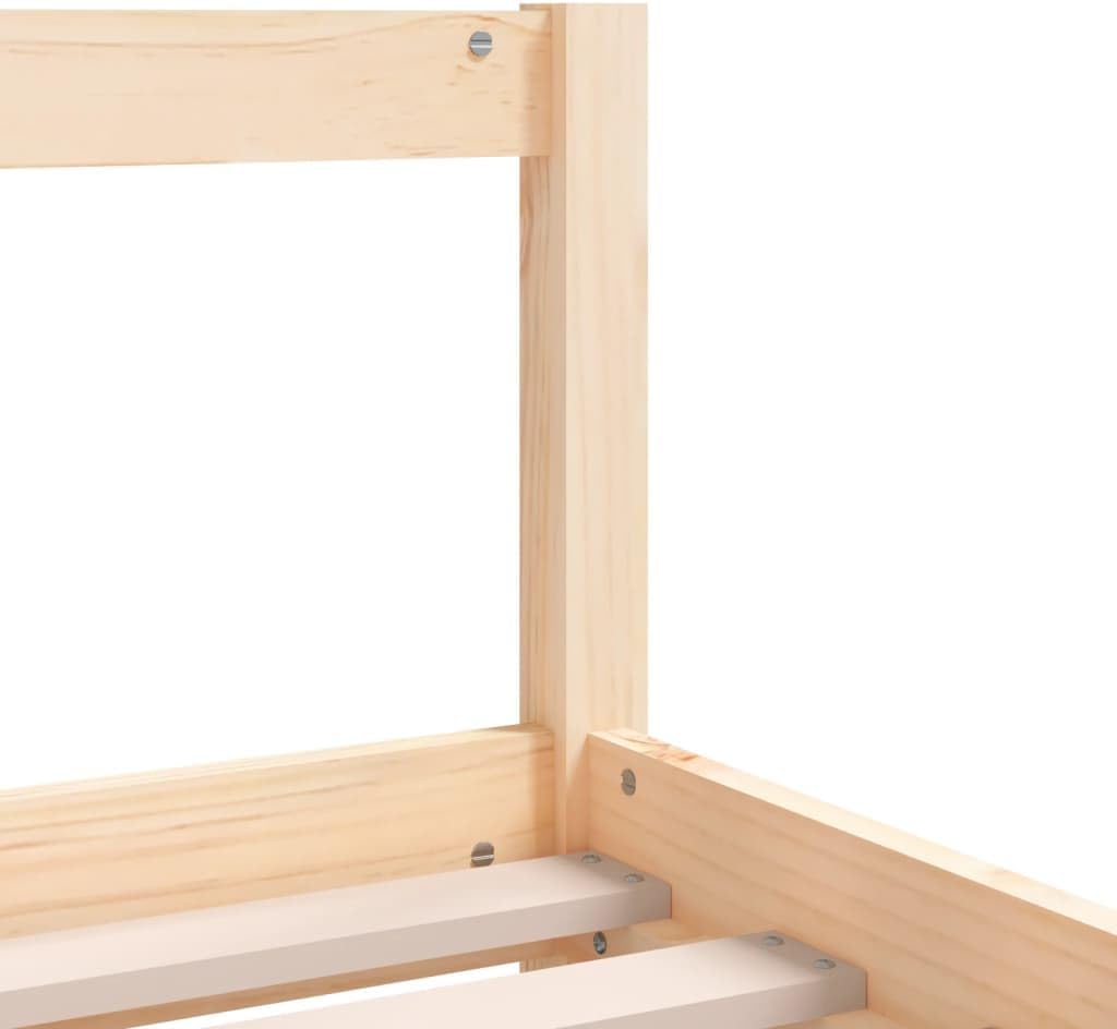 vidaXL Solid Pinewood Bed Frame for Kids - Timeless Design, Low-to-The-Ground, Sturdy Slats - Brown Natural - 90x190 cm Compatible