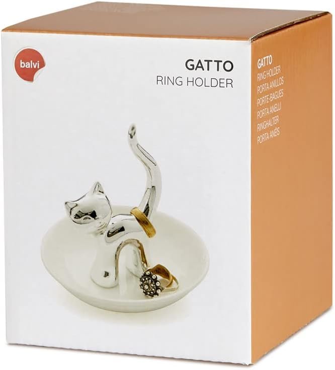 Balvi - Ceramic Cat Ring Holder Tray for Rings and Jewellery. Made of Ceramic. Shape