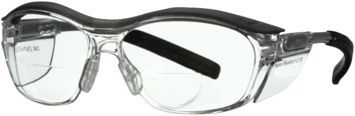 3M Reader Safety Glasses, 2.0 Diopter, Black Frame, Clear Lens