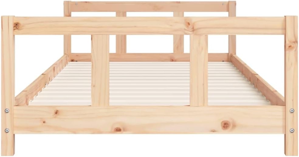 vidaXL Solid Pinewood Bed Frame for Kids - Timeless Design, Low-to-The-Ground, Sturdy Slats - Brown Natural - 90x190 cm Compatible