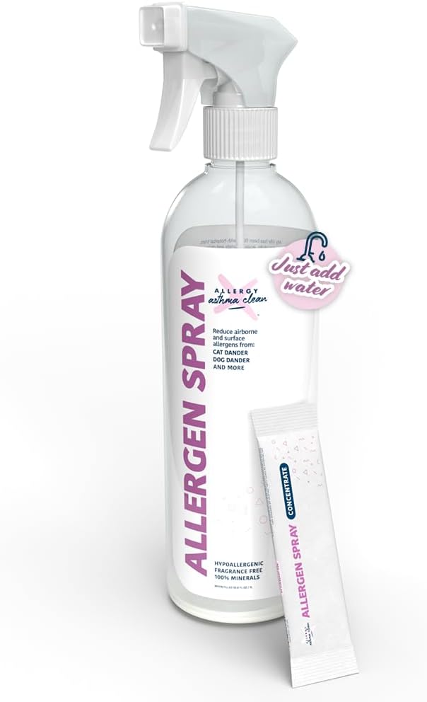 Allergen Spray, Pets, Dust Allergies & More, Air & Surface Control, Just Add Water, Bottle with One Refill, Over 64oz Total