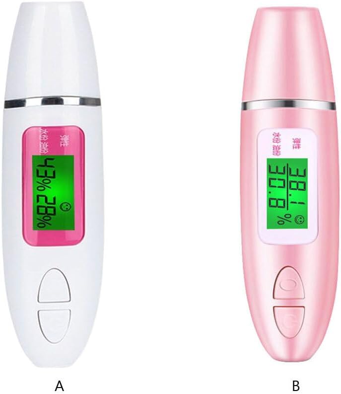 dijiusidy LCD Digital Skin Oil Moisture Tester Face Detector Portable Salon Spa Pocket Beauty Skincare Device for Women Girls, White