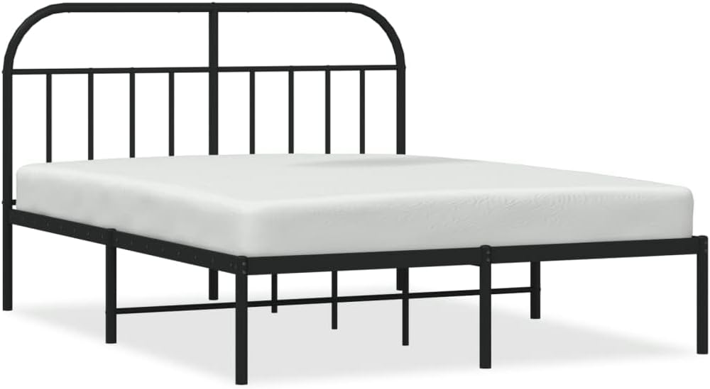 Lechnical Bed Frame with Black Metal Headboard, 140 x 190 cm, Furniture, Beds and Accessories, Beds and Frames for Beds
