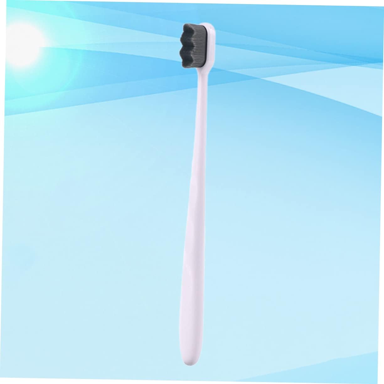 Gogogmee Daily Oral Care Tool Soft Black Hair White Handle Toothbrush Ergonomic Design Anti Grip
